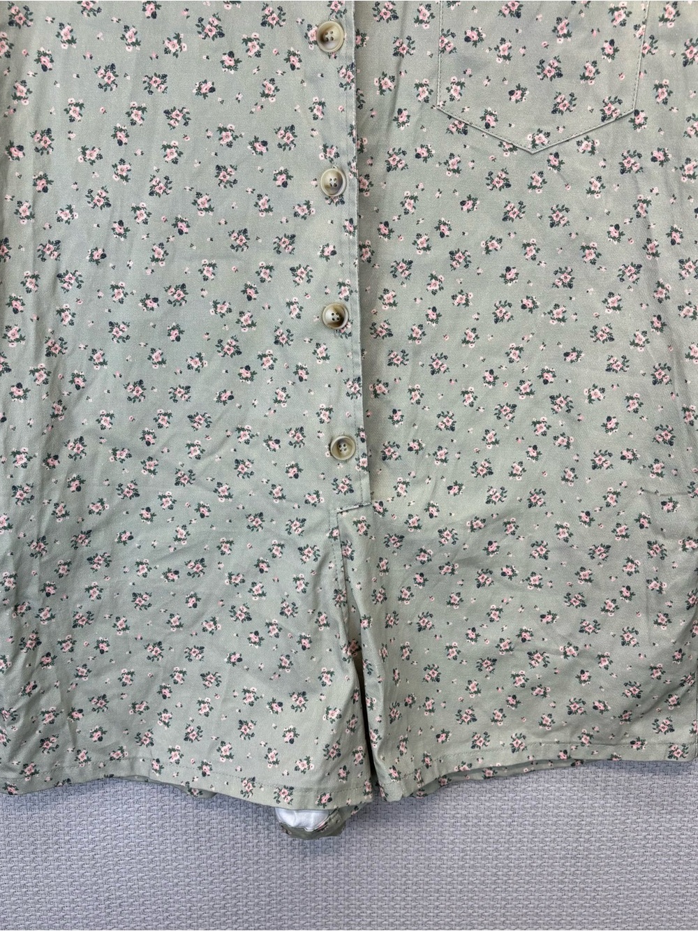 NWT Mable Anthropologie Romper Sage Floral Denim 100% Cotton Boho Festival Small - Picture 5 of 10